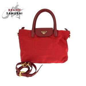 Prada Tessuto triangular logo plate red nylon tote bag handbag